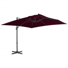Umbrela in consola cu stalp de aluminiu, rosu bordo, 300x300 cm