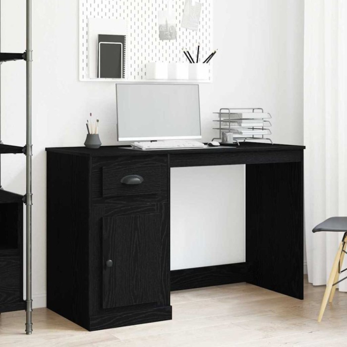 vidaXL Birou cu depozitare, stejar negru, 50x115x75 cm, lemn prelucrat