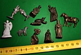 Set 10 miniaturi metalice, bonus Weeping Angel statuie cauciuc, figurine Magi Nașterea Domnului, soldăței plumb, h 3.5 cm vintage S1