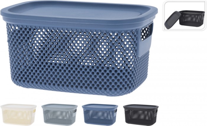 Cos de Depozitare cu Capac, Design Perforat, 12L