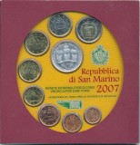 San Marino 2007 - set euro bancar de la 1 cent la 2 euro + monedă comemorativă din argint de 5 euro, Europa