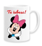 Cana alba personalizata Te iubesc, model minnie mouse, INOVATIX&reg;. 330ml, Oem