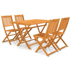 vidaXL Set mobilier de grădină pliabil, 5 piese, lemn masiv acacia