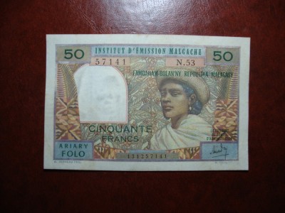 MADAGASCAR 50 FRANCI 1969 SUPERBA foto
