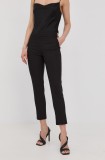 Morgan pantaloni femei, culoarea negru, mulata, medium waist