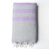 Prosop Din Bumbac Baie | Plajă | SPA | Nisa Gri Cu Dungi Mov 200 x 100 cm