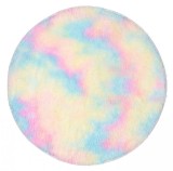 Covor decorativ, Shaggy Rainbow Furry, Poliester, Rotund, 80 cm, Multicolor