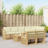 vidaXL Seturi de canapele 9 pcs Alb și crem Lemn Solid de Acacia 3392090