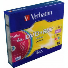 DVD+RW VERBATIM 4.7GB 120min viteza 1-4x set 5 buc Single Layer carcasa &amp;amp;quot;Colours&amp;amp;quot; &amp;amp;quot;43297&amp;amp;quot; foto