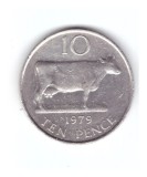 Moneda Guernsey 10 pence 1979, stare buna, curata