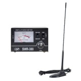 Antena CB PNI PNI Extra 45, 45 cm, fibra de sticla si reflectometru PNI SWR-300 pentru masurare SWR, negru