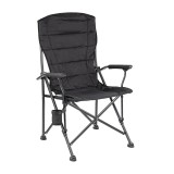 Scaun Pescuit Camping Leziter XL Negru - Pliabil, cu Suport Pahar, Cotiere, Spătar &Icirc;nalt, Capacitate 125kg