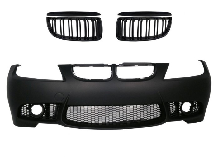 Bara Fata cu grile centrale BMW Seria 3 E90 Sedan E91 Touring (2004-2008) Non LCI M3 Design fara Proiectoare Performance AutoTuning