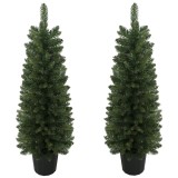 HOMCOM Set de 2 brazi artificiali, 120 cm, brad pentru intrare cu 170 v&acirc;rfuri de crengi, bază de ghiveci, verde | Aosom Romania