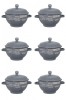 Set boluri supa, 6 piese, 650 ml, Ceramica, Gri bej