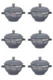 Set boluri supa, 6 piese, 650 ml, Ceramica, Gri bej