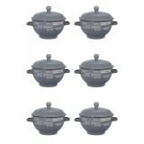 Set boluri supa, 6 piese, 650 ml, Ceramica, Gri bej