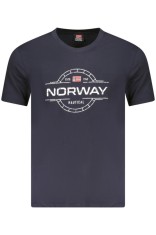 Norway Tricou barbati, cu imprimeu grafic, din bumbac, Regular fit, Bleumarin, L