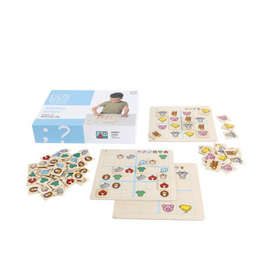 Joc educativ Animalogic Toys For Life, 35 x 25 x 10 cm, 60 carduri lemn, 3 ani+ foto