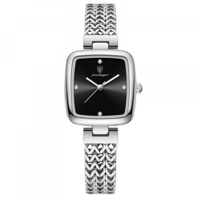Ceas dama Poedagar Quartz Elegant 3 ATM Casual Fashion Otel Argintiu Negru foto