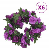 VidaXL Ghirlande de flori artificiale, 6 buc., violet deschis, 240 cm