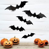 Lilieci 3D Decorativi pentru Petrecere de Halloween, 12 buc, 9 cm, Negru, CMCLASS