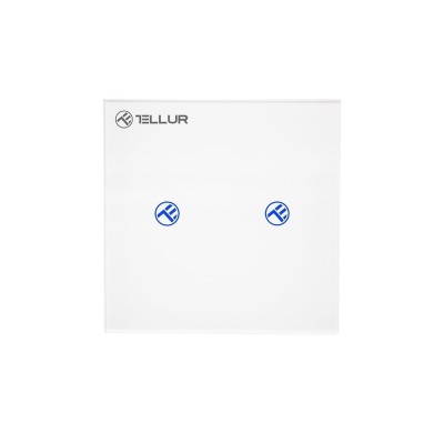 Intrerupator Dublu Wi-Fi cu Touch din Sticla Tellur, SS2N, 2 Porturi SmartElectro IntelligentHouse foto