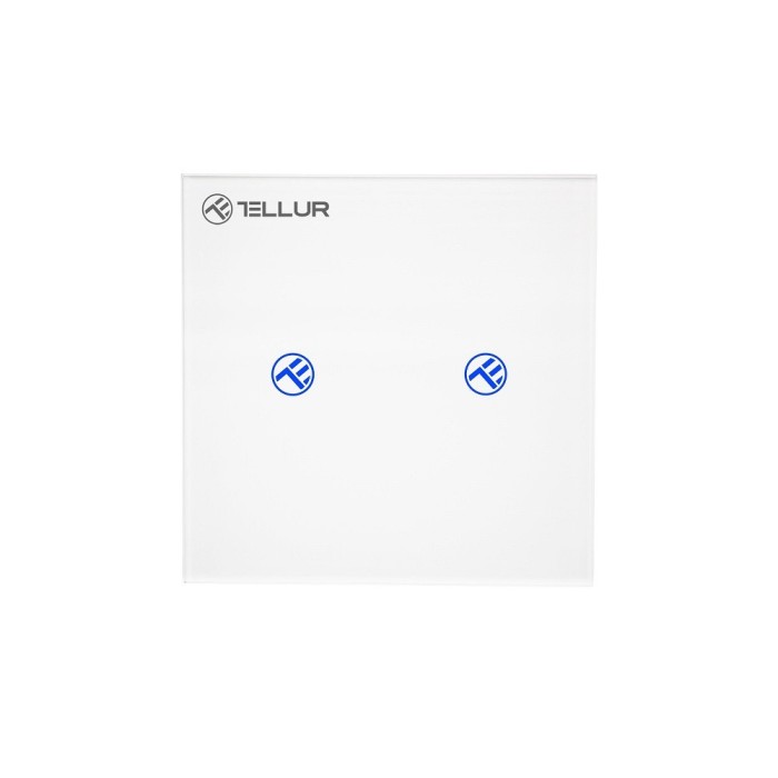 Intrerupator Dublu Wi-Fi cu Touch din Sticla Tellur, SS2N, 2 Porturi SmartElectro IntelligentHouse