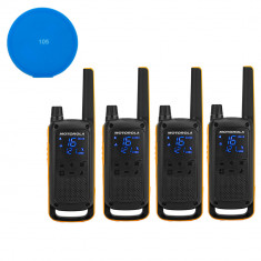 Kit Statie radio PMR portabila Motorola TALKABOUT T82 Extreme Quad set cu 4 buc + Cadou Sticky Pad Blue