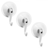 Set Cuiere cu Ventuză, 3 Bucăți, Plastic, Culoare Albă, Greutate Maximă 3kg, Diametru 5.5cm, Oem