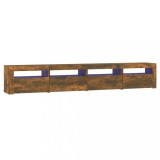 Cumpara ieftin Comoda TV cu lumini LED, stejar fumuriu, 240x35x40cm