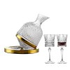 Set Decantor de vin Rotativ, ergonomic, imprimeu modern, accesorii incluse, 2 pahare, suport, auriu, 1500 ml, Oem
