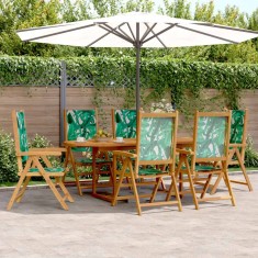 vidaXL Set mobilier de grădină 7 piese textil model frunze/lemn masiv foto