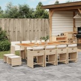 vidaXL Set mobilier de grădină cu perne, 13 piese, bej, poliratan 3211168