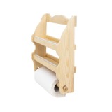 Suport din lemn de brad, pentru folie alimentara plus batista, culoare bej / 1128