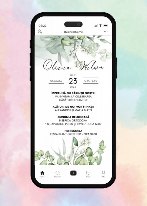 Invitatie Electronica/Digitala pentru nunta, model Floral