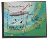 Mongolia - Posta aeriana - A 50-a aniversare a zborului polar al dirijabilului Graf Zeppelin, 1981 - colita neobliterata