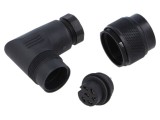 Conector BINDER M16, mufă mamă, 6 pini, 5A, 250V, IP67, cablu lipire