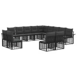 vidaXL Set de canapele de exterior cu pernă 13 pcs Negru și Gri &icirc;nchis 3437797