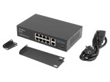 Switch Ethernet LANBERG RSFE-8P-2GE-120 IEC C14, 10x RJ45 Gigabit 250m