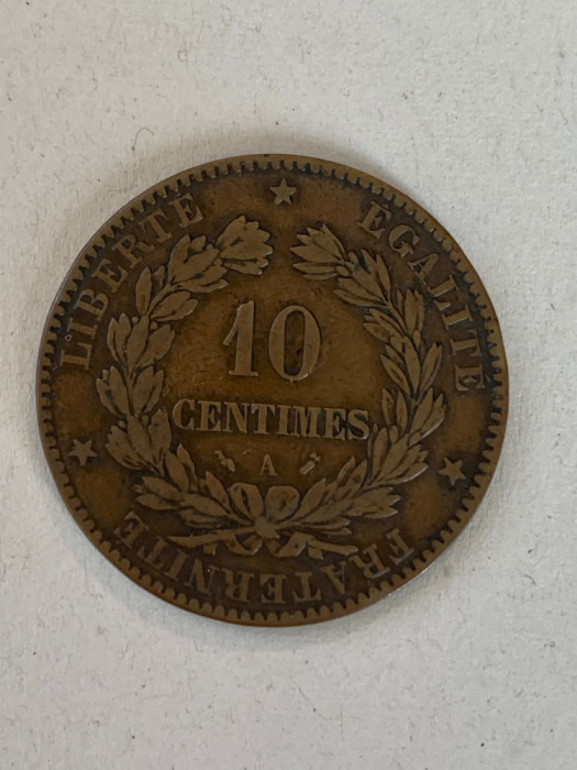 Moneda 10 CENTIMES - 10 CENTIMI bronz - 1896 - Franta - KM 815.1 (109)