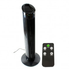 Ventilator tip stalp 50W, 3 trepte viteza, oscilare 70 grade, telecomanda, temporizator, negru foto