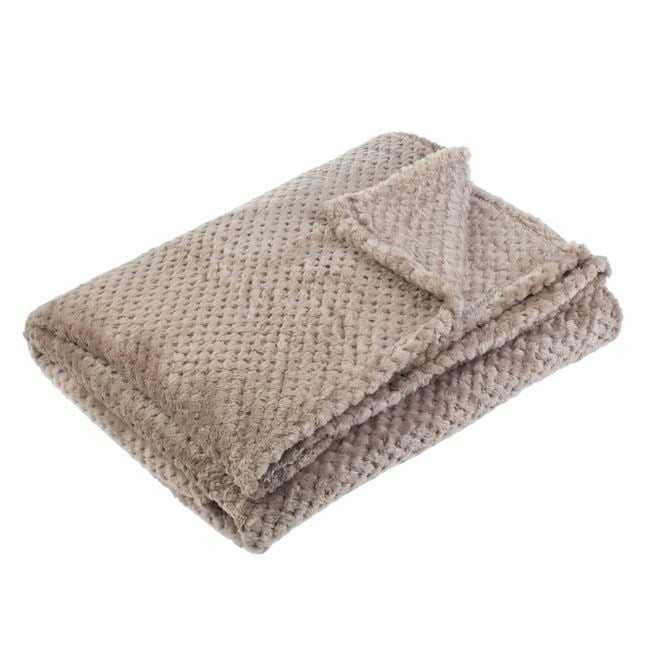 Patura Catifelata Dubla Taupe PopCorn 230x220cm