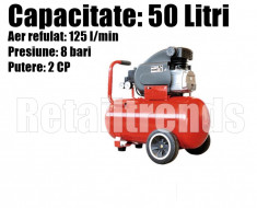 Compresor Aer Vopsitor Atelier Service 50 litri 2 Cp 8 Bari 125l/min foto