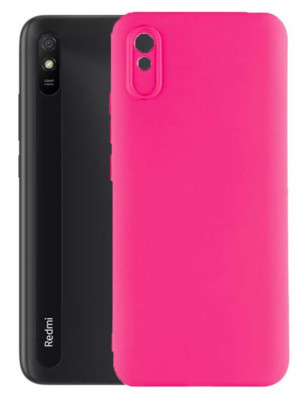 Husa Silicon Silk Touch compatibila cu Xiaomi Redmi 9A, interior catifea, Roz Neon foto