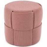 Taburet rotund roz pentru living si dormitor, design impletit, 38x38 cm