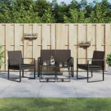 Set mobilier de gradina cu perne, 5 piese, maro, PP ratan GartenMobel Dekor, vidaXL