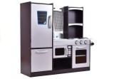 Bucatarie din lemn pentru copii, cu frigider, cuptor si cuptor cu microunde, silver-gri, LeanToys, 2637