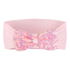 Bentiță Păr, Model Fetițe, Fundă Paiete, Culoare Roz, Material Poliester