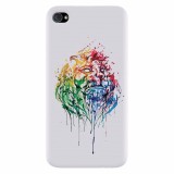 Husa silicon pentru Apple Iphone 4 / 4S, Paint Illustration Lion Head